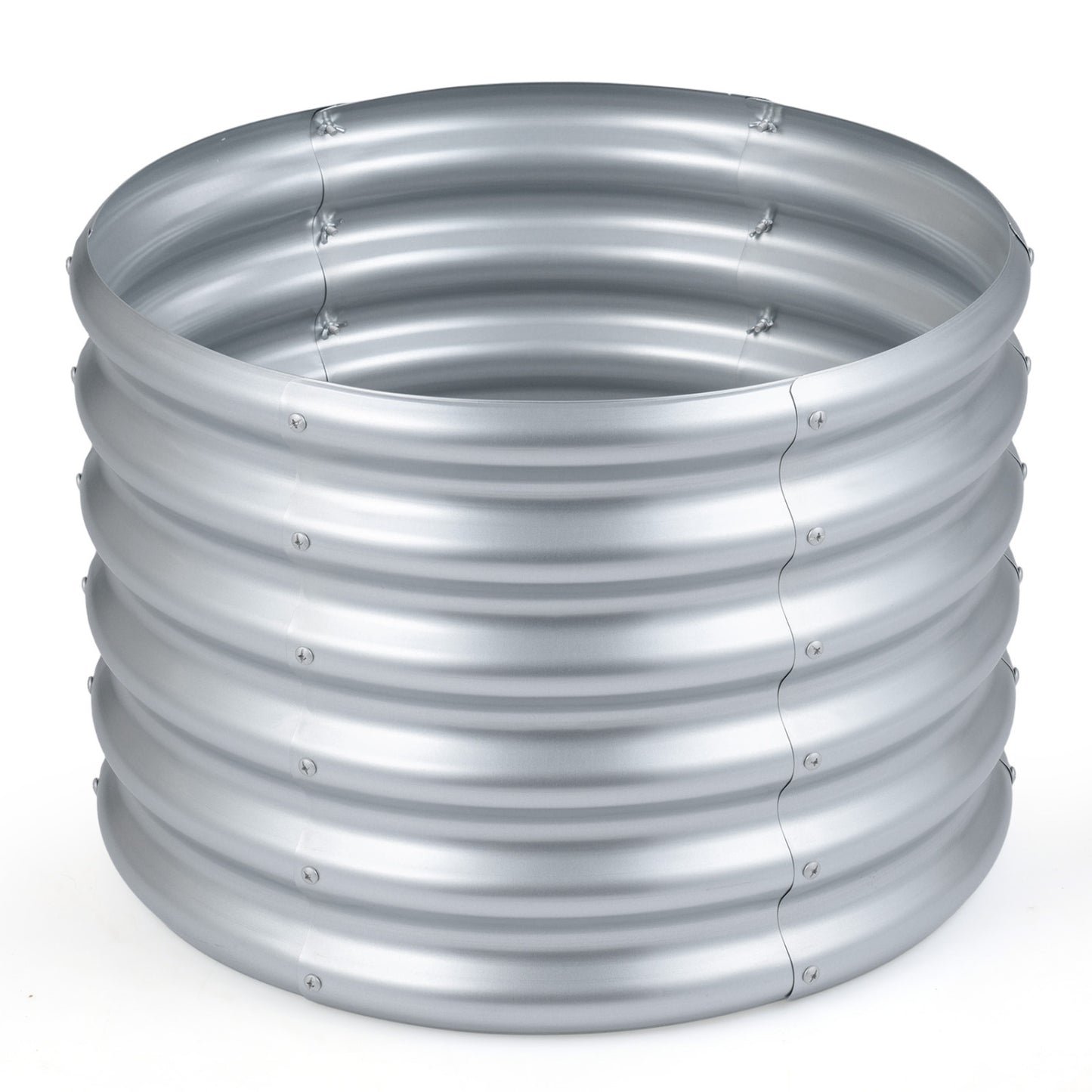 Round Galvanized Raised Garden Bed, Open-Ended Base, Silver Raised Garden Beds Silver at Gallery Canada