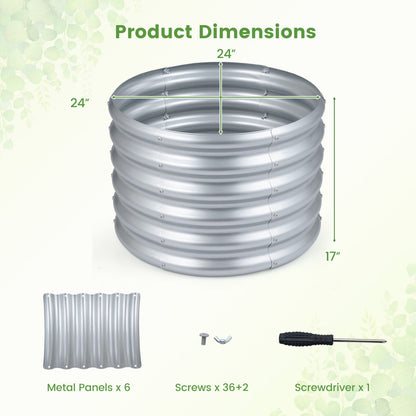 Round Galvanized Raised Garden Bed, Open-Ended Base, Silver Raised Garden Beds at Gallery Canada