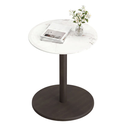 Round Marble Side Table with Stone Finish, Black & White End & Side Tables at Gallery Canada