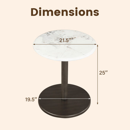 Round Marble Side Table with Stone Finish, Black & White End & Side Tables at Gallery Canada