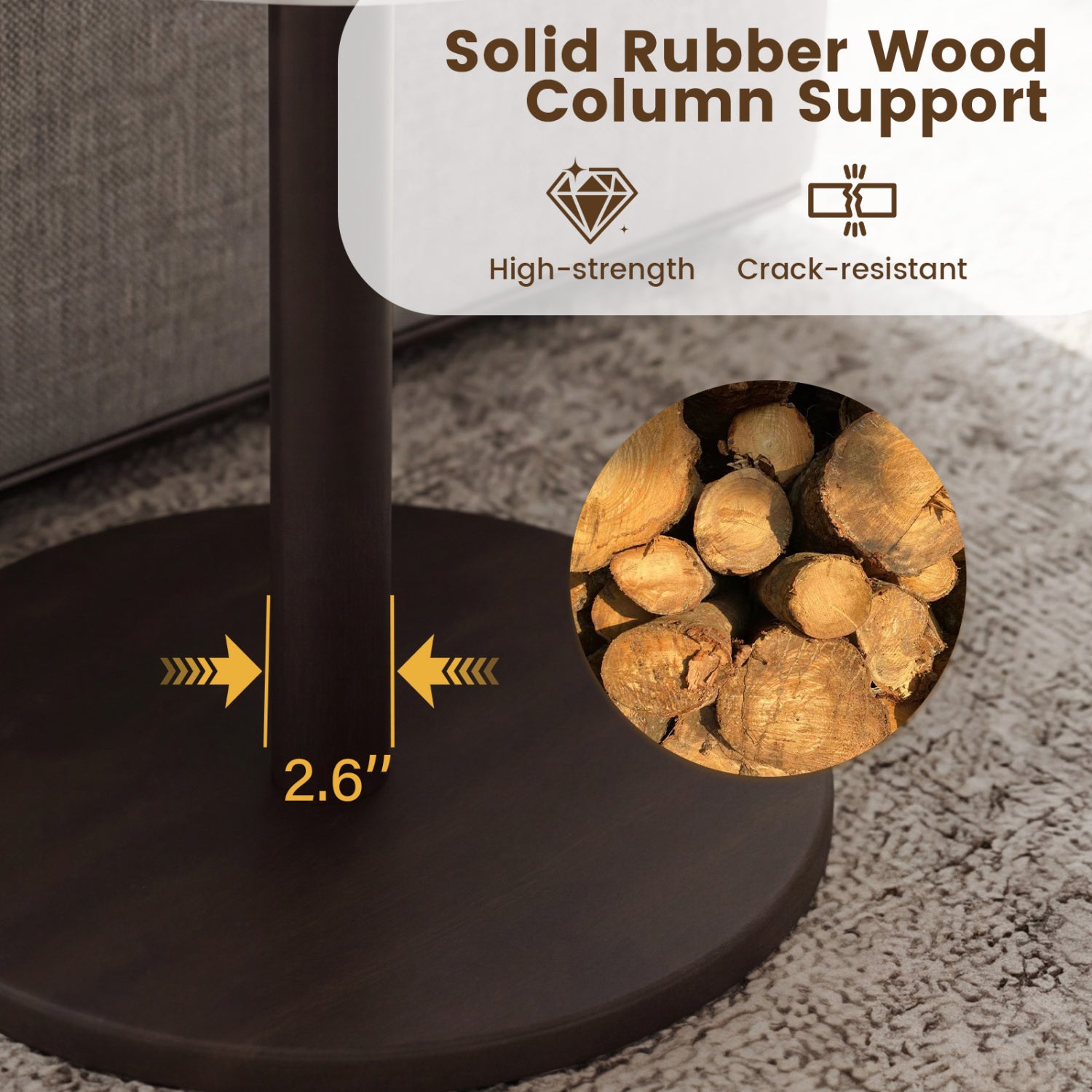 Round Marble Side Table with Stone Finish, Black & White End & Side Tables at Gallery Canada