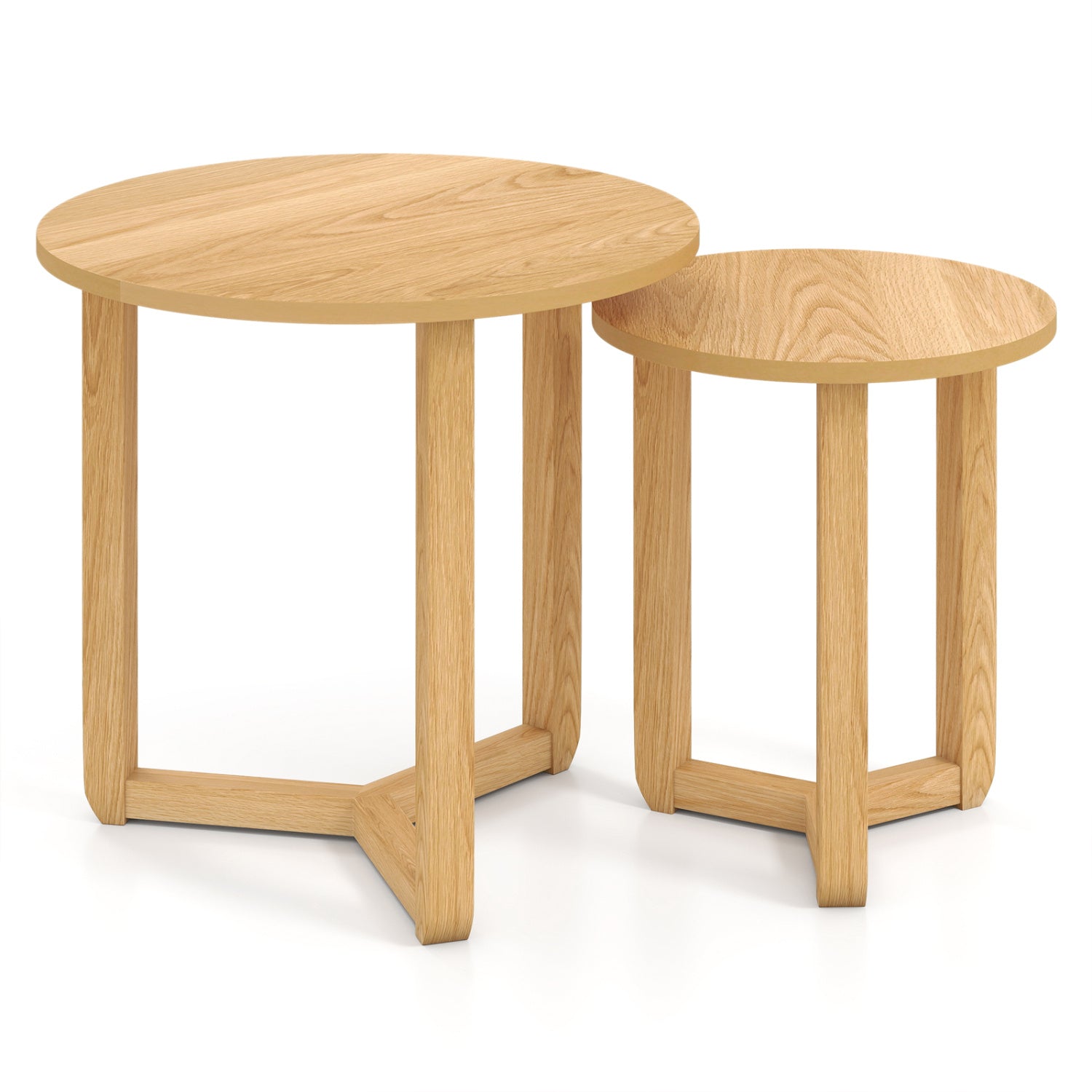 Round Nesting Coffee Table Set Of 2 Wood End Tables, Natural Coffee Tables at Gallery Canada