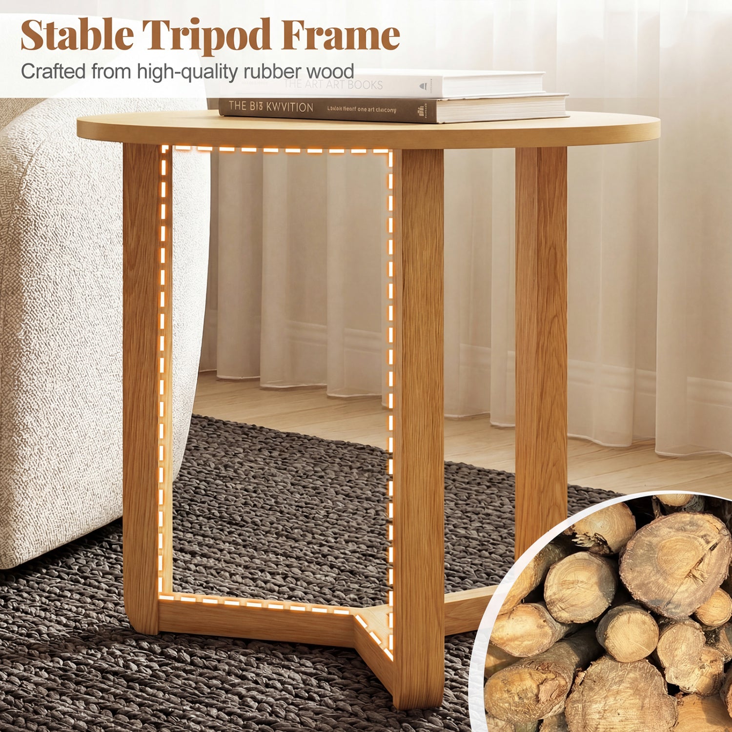 Round Nesting Coffee Table Set Of 2 Wood End Tables, Natural Coffee Tables at Gallery Canada