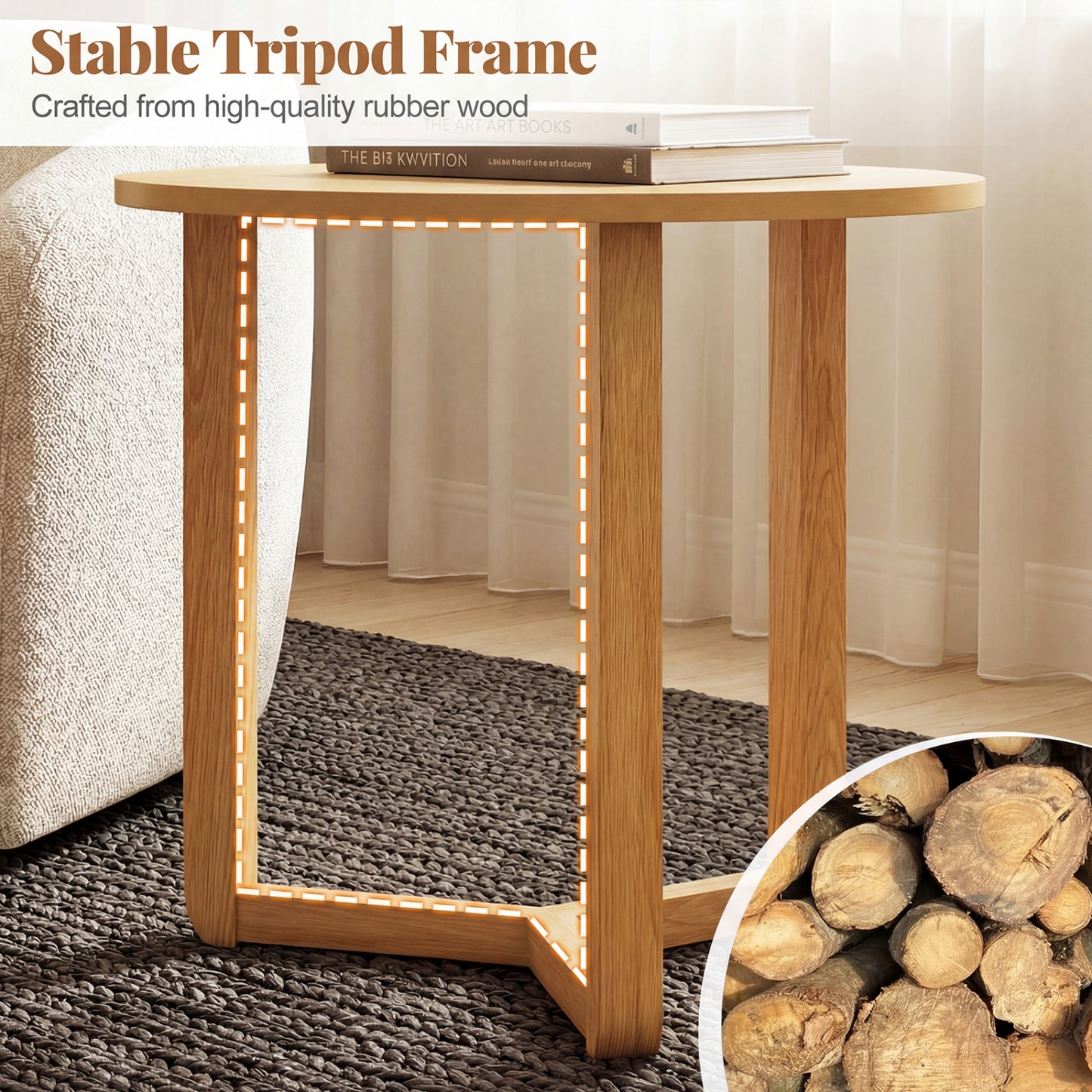 Round Nesting Coffee Table Set Of 2 Wood End Tables, Natural Coffee Tables at Gallery Canada