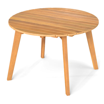 Round Acacia Wood Side Table, Slatted Tabletop, Natural Patio Coffee Tables at Gallery Canada