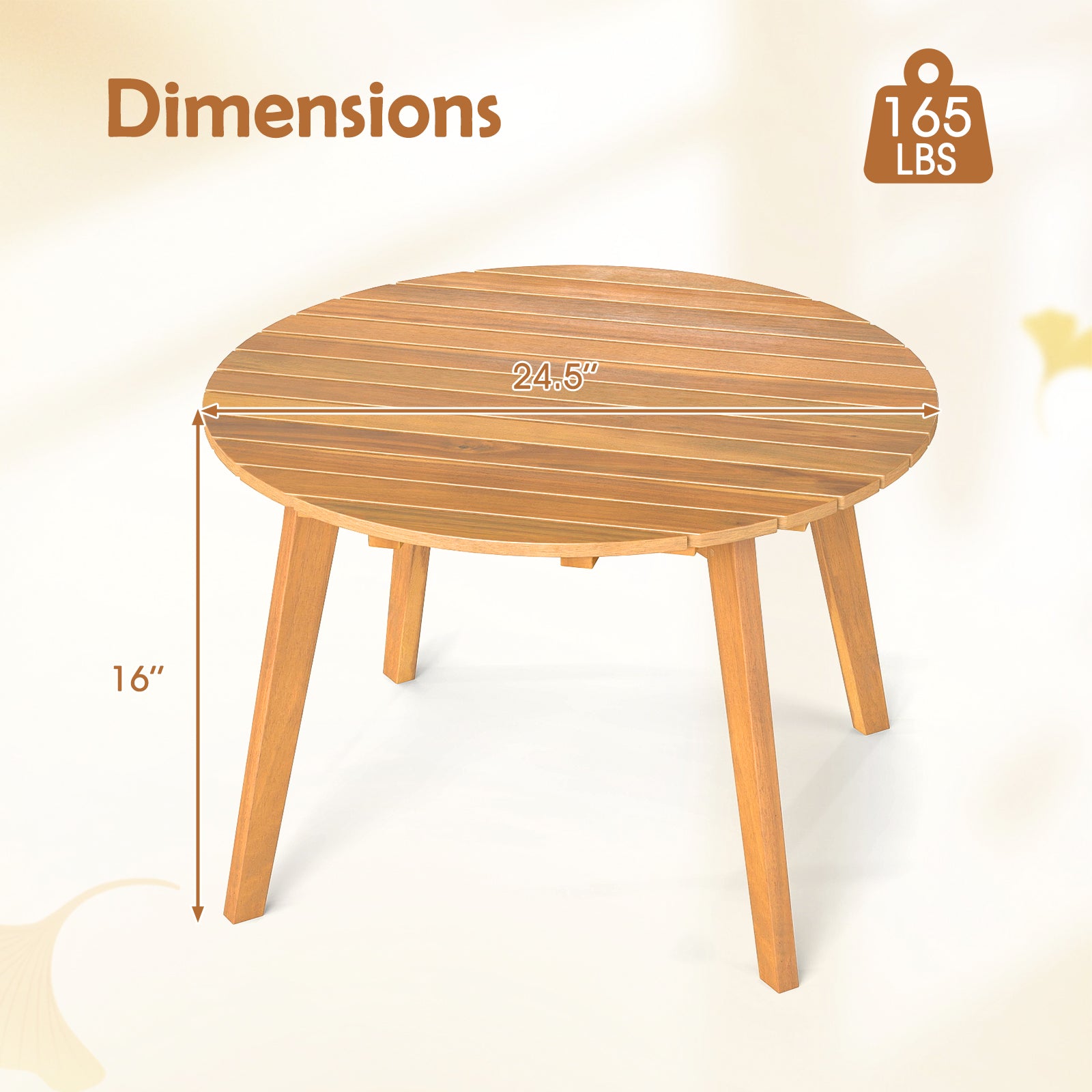 Round Acacia Wood Side Table, Slatted Tabletop, Natural Patio Coffee Tables at Gallery Canada