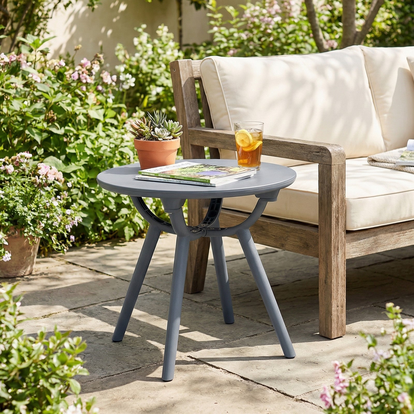 Round Patio Storage Side Table, Set Of 2, Gray Patio Coffee Tables at Gallery Canada