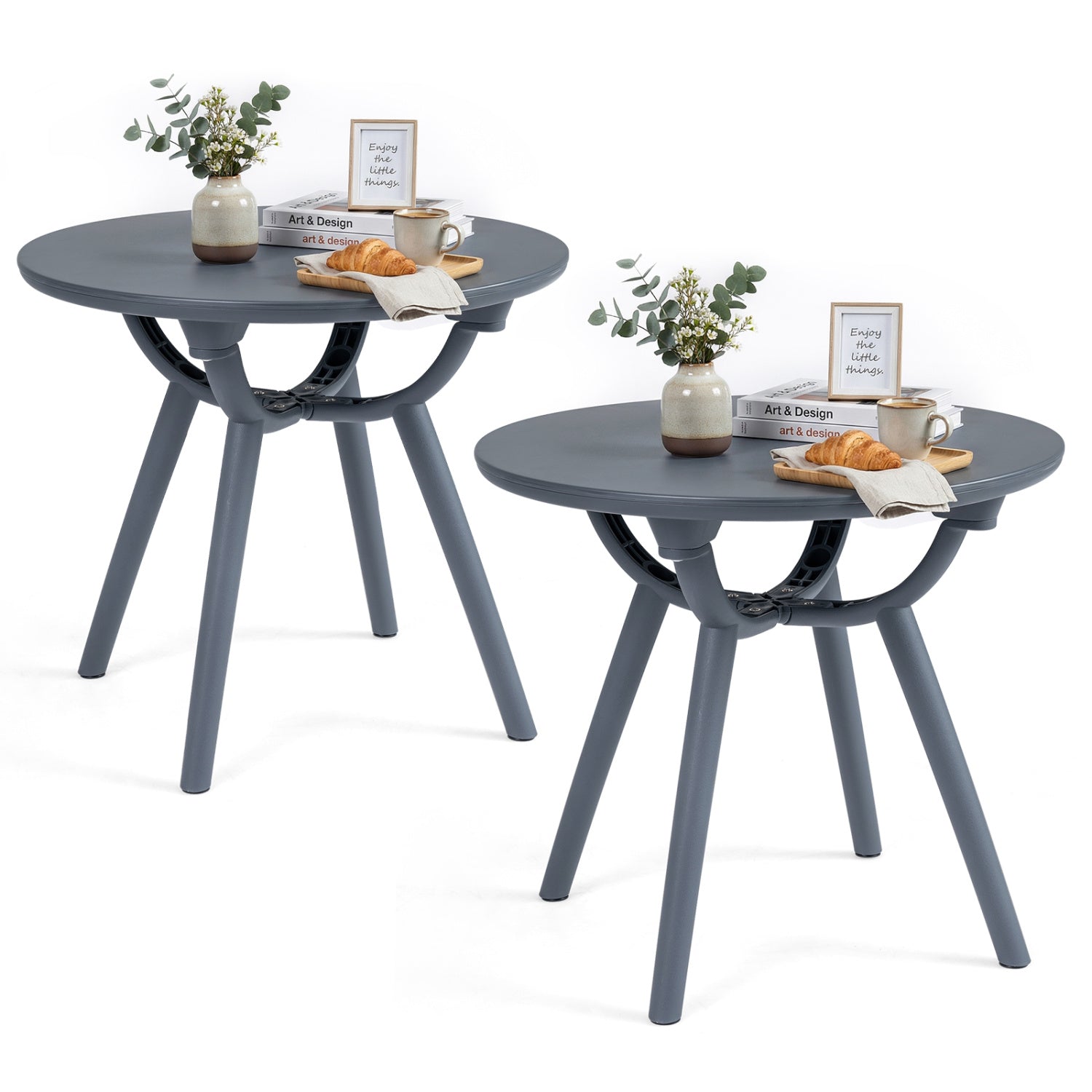 Round Patio Storage Side Table, Set Of 2, Gray Patio Coffee Tables at Gallery Canada