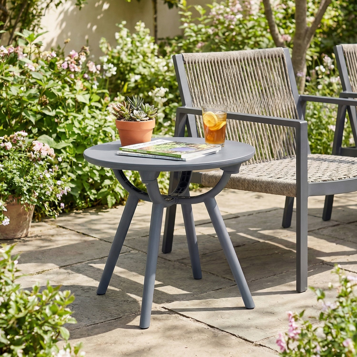 Round Patio Storage Side Table, Set Of 2, Gray Patio Coffee Tables at Gallery Canada