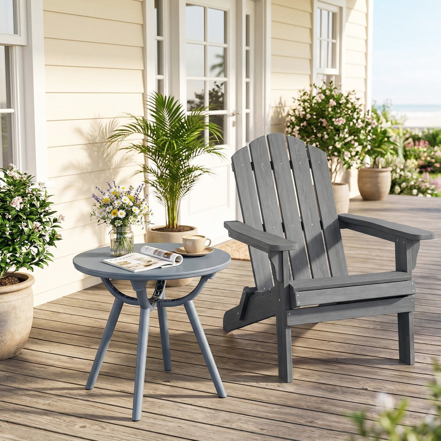Round Patio Storage Side Table, Set Of 2, Gray Patio Coffee Tables at Gallery Canada