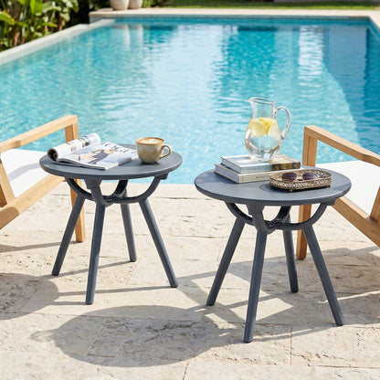 Round Patio Storage Side Table, Set Of 2, Gray Patio Coffee Tables at Gallery Canada