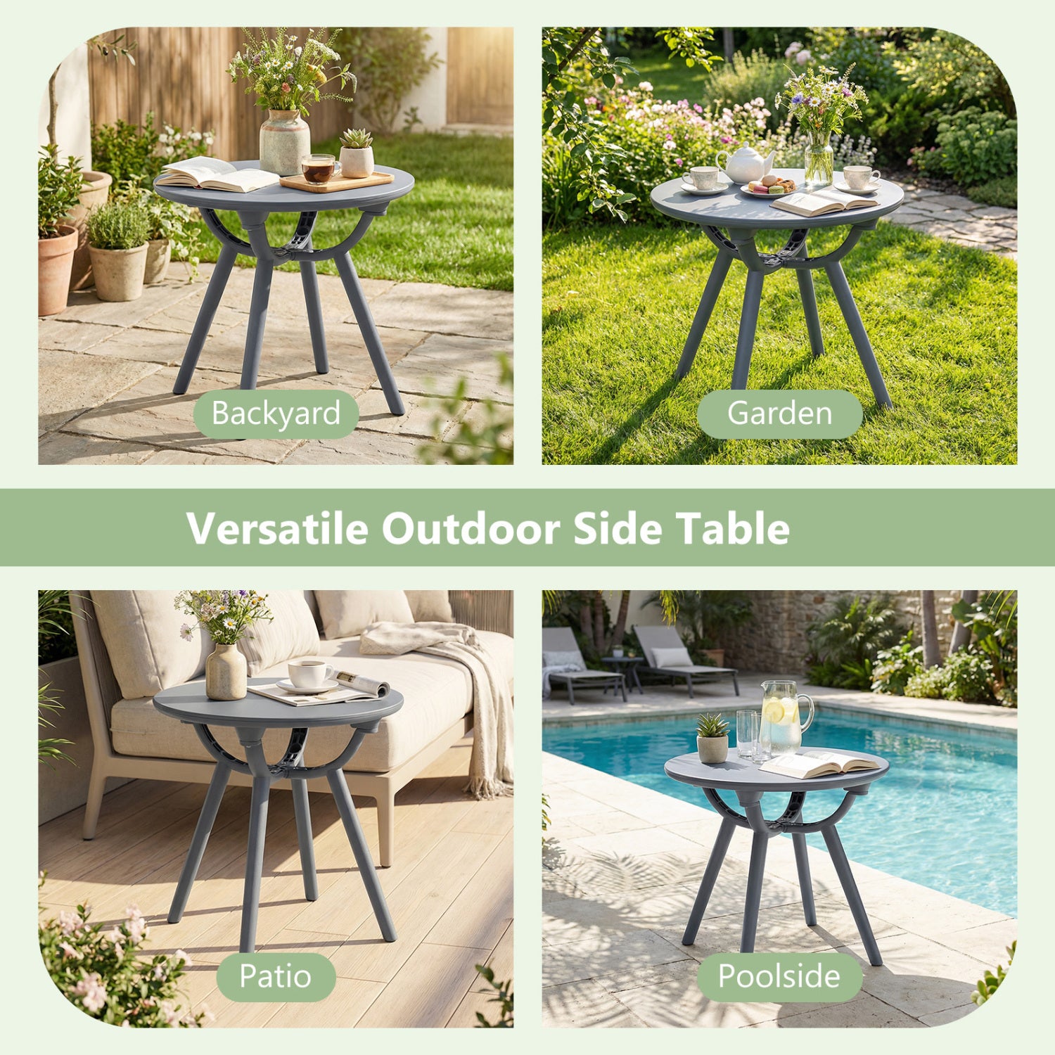 Round Patio Storage Side Table, Set Of 2, Gray Patio Coffee Tables at Gallery Canada