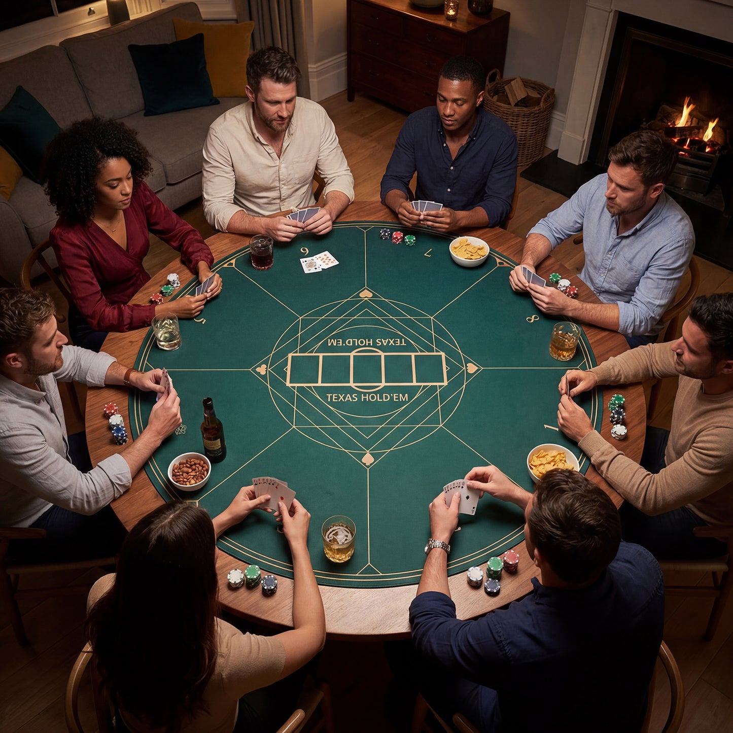 40 Inch Round Poker Mat, Portable Foldable Anti-Slip, Green