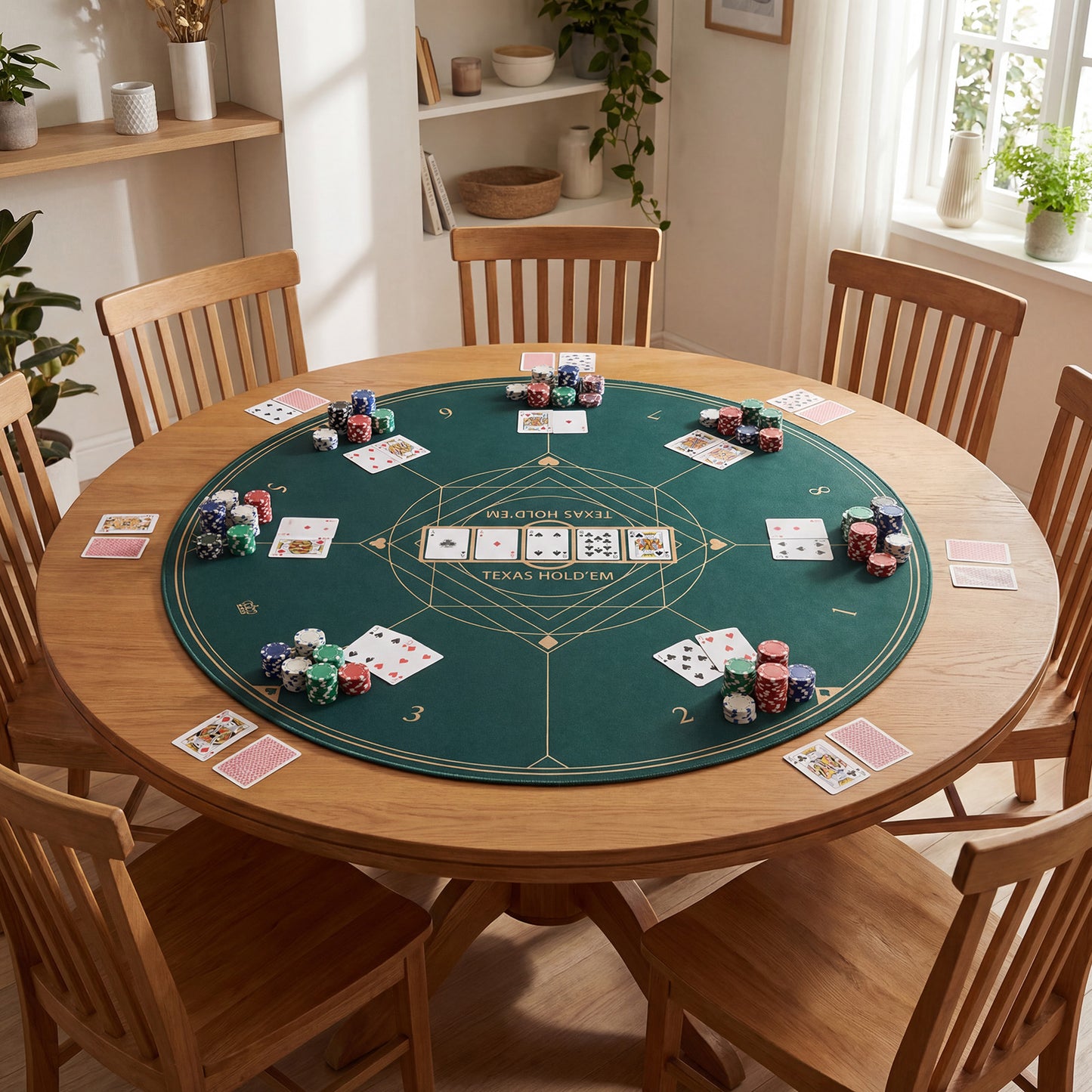 40 Inch Round Poker Mat, Portable Foldable Anti-Slip, Green