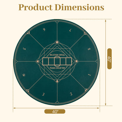 40 Inch Round Poker Mat, Portable Foldable Anti-Slip, Green