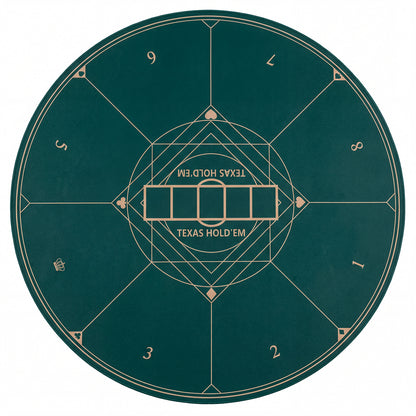 Round Poker Mat, 47", With Carrying Bag For 8 Players, Green