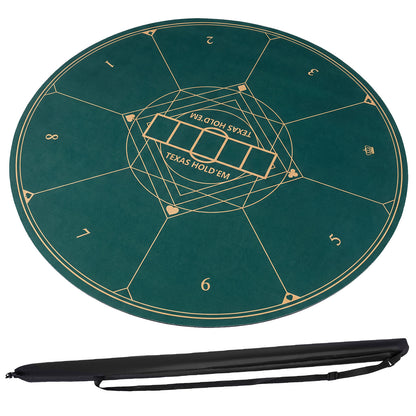 Round Poker Mat, 55 Inch, Portable Foldable Anti-Slip, Green