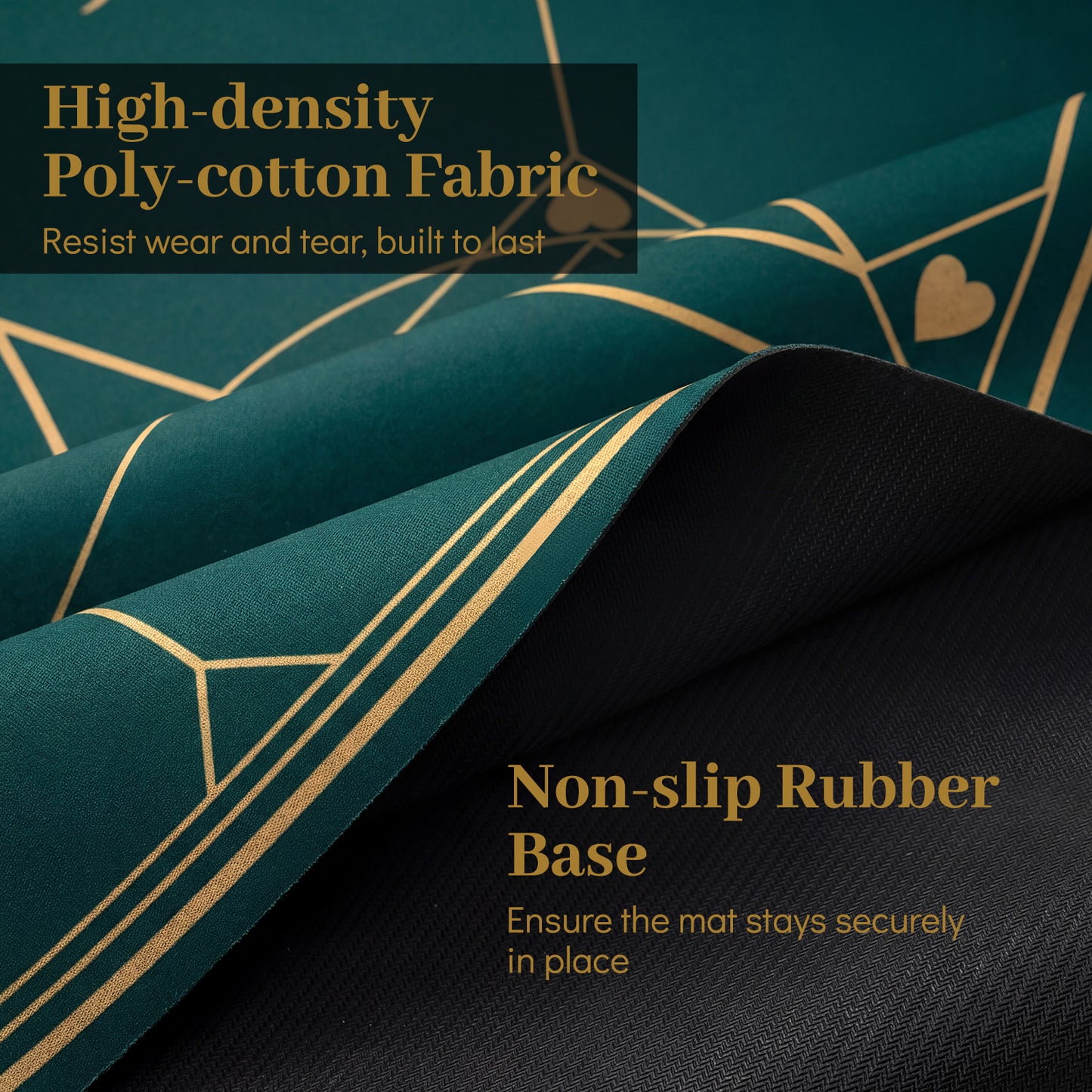 Round Poker Mat, 55 Inch, Portable Foldable Anti-Slip, Green