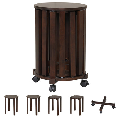 Round Wood Nesting Stools With Locking Casters, Walnut Dining Chairs Walnut at Gallery Canada