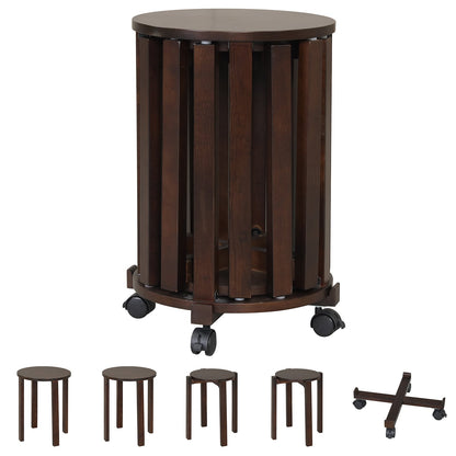Round Wood Nesting Stools With Locking Casters, Walnut Dining Chairs Walnut at Gallery Canada