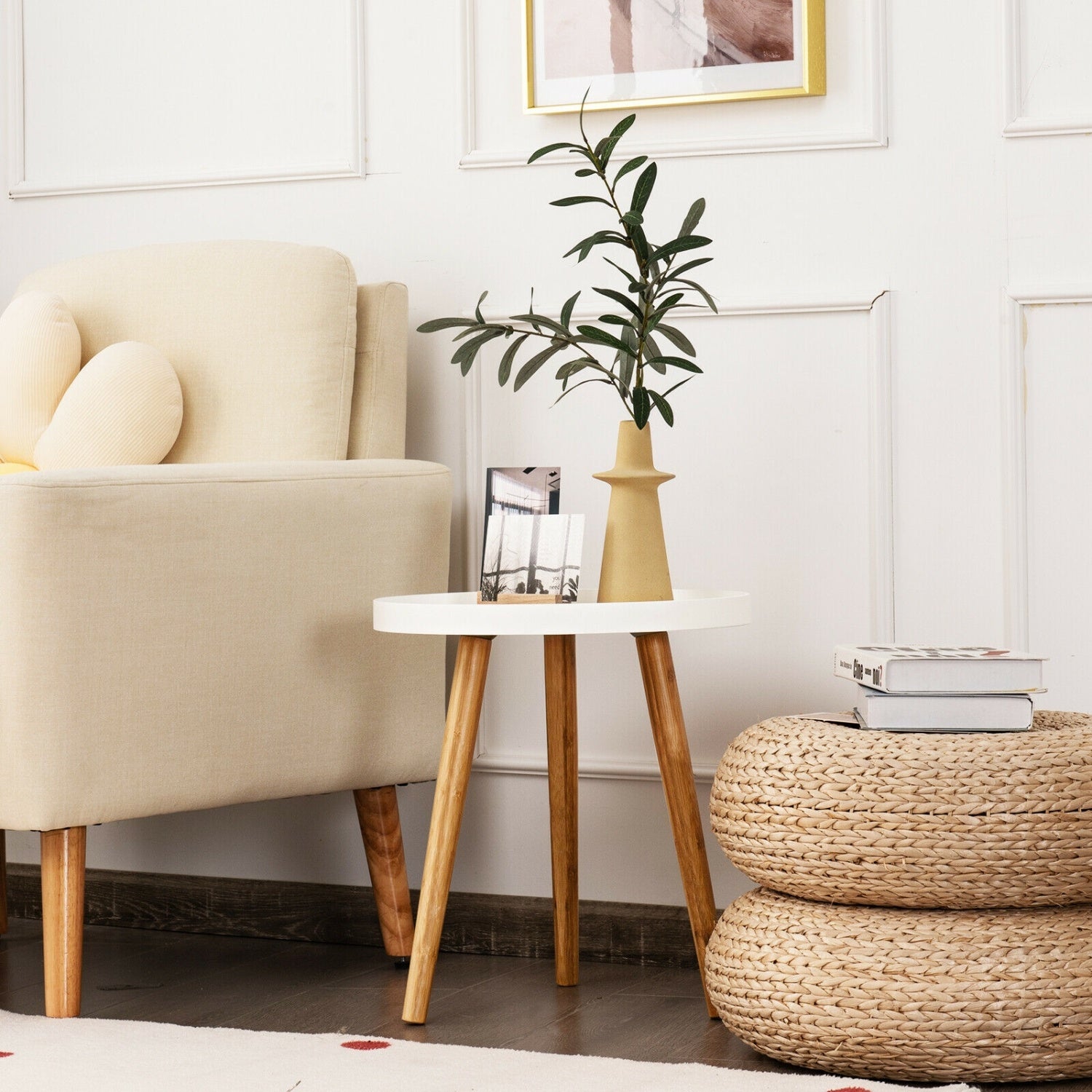 Round Side Sofa Coffee Table, White Coffee Tables at Gallery Canada
