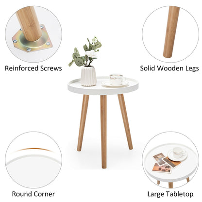 Round Side Sofa Coffee Table, White Coffee Tables at Gallery Canada