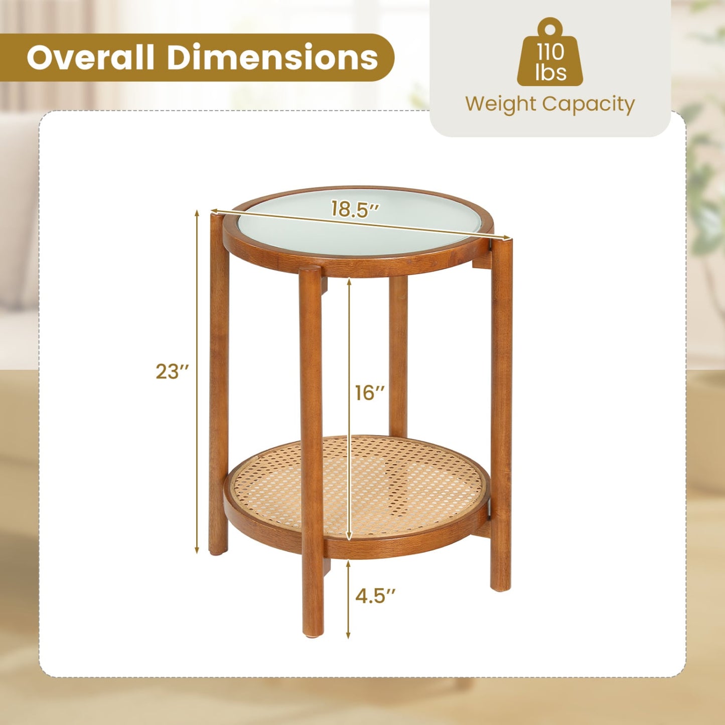 Round Side Table 2-Tier Boho End Table, Walnut End & Side Tables at Gallery Canada