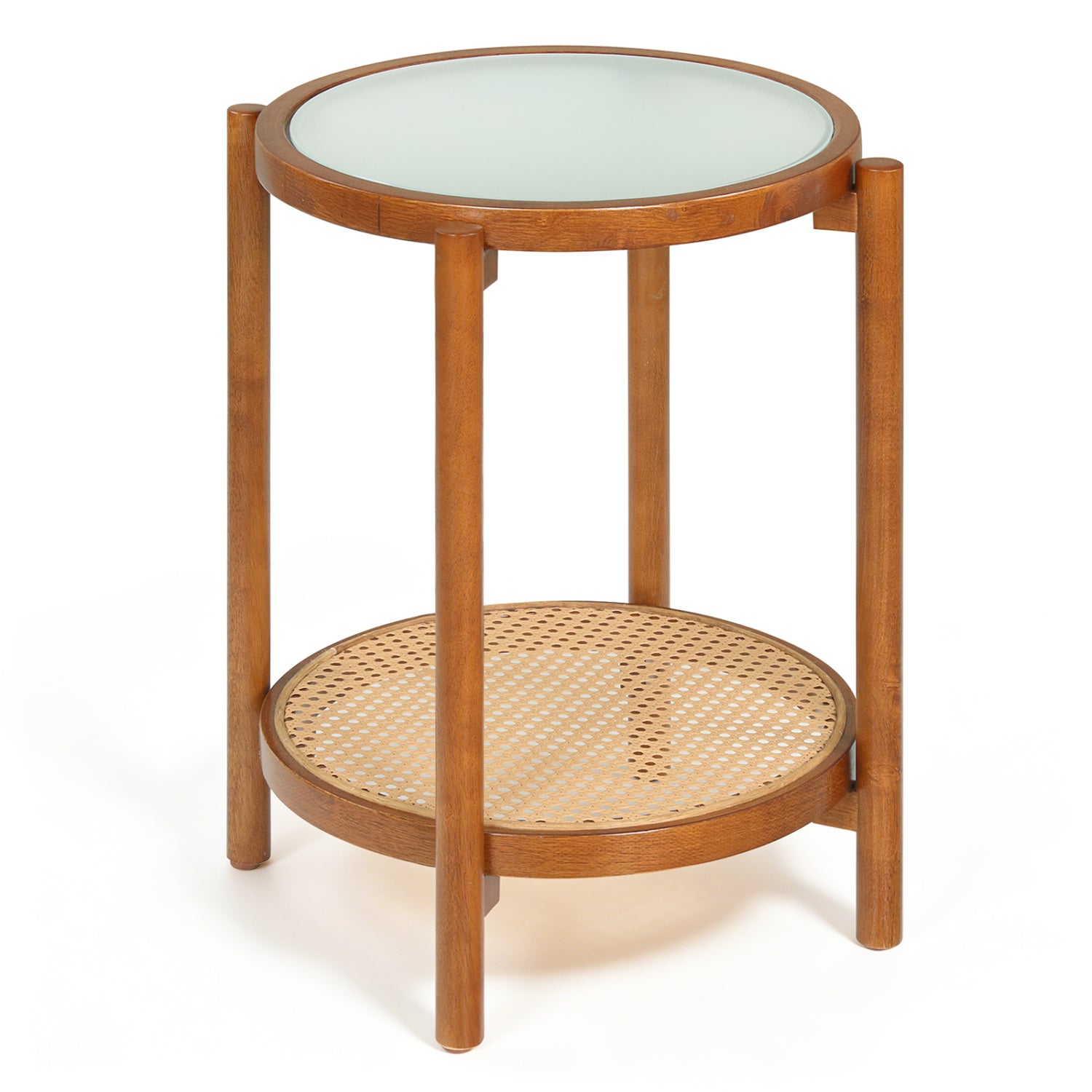 Round Side Table 2-Tier Boho End Table, Walnut End & Side Tables Walnut at Gallery Canada