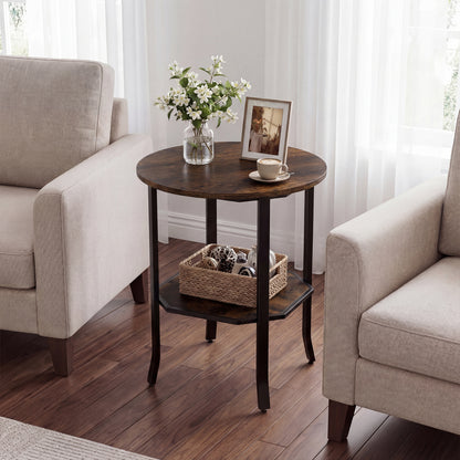 Round Side Table, 2-Tier Storage Shelf, Brown End & Side Tables at Gallery Canada