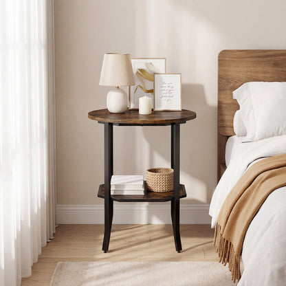 Round Side Table, 2-Tier Storage Shelf, Brown End & Side Tables at Gallery Canada