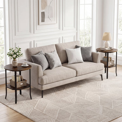 Round Side Table, 2-Tier Storage Shelf, Brown End & Side Tables at Gallery Canada