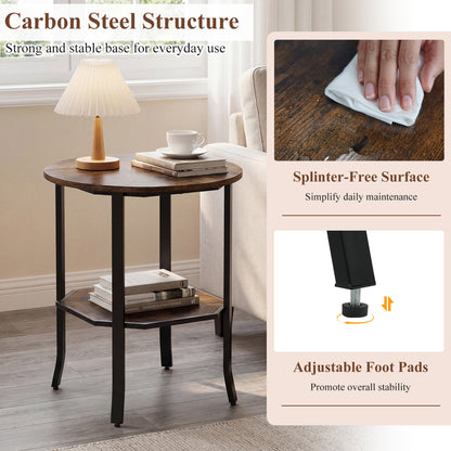 Round Side Table, 2-Tier Storage Shelf, Brown End & Side Tables at Gallery Canada