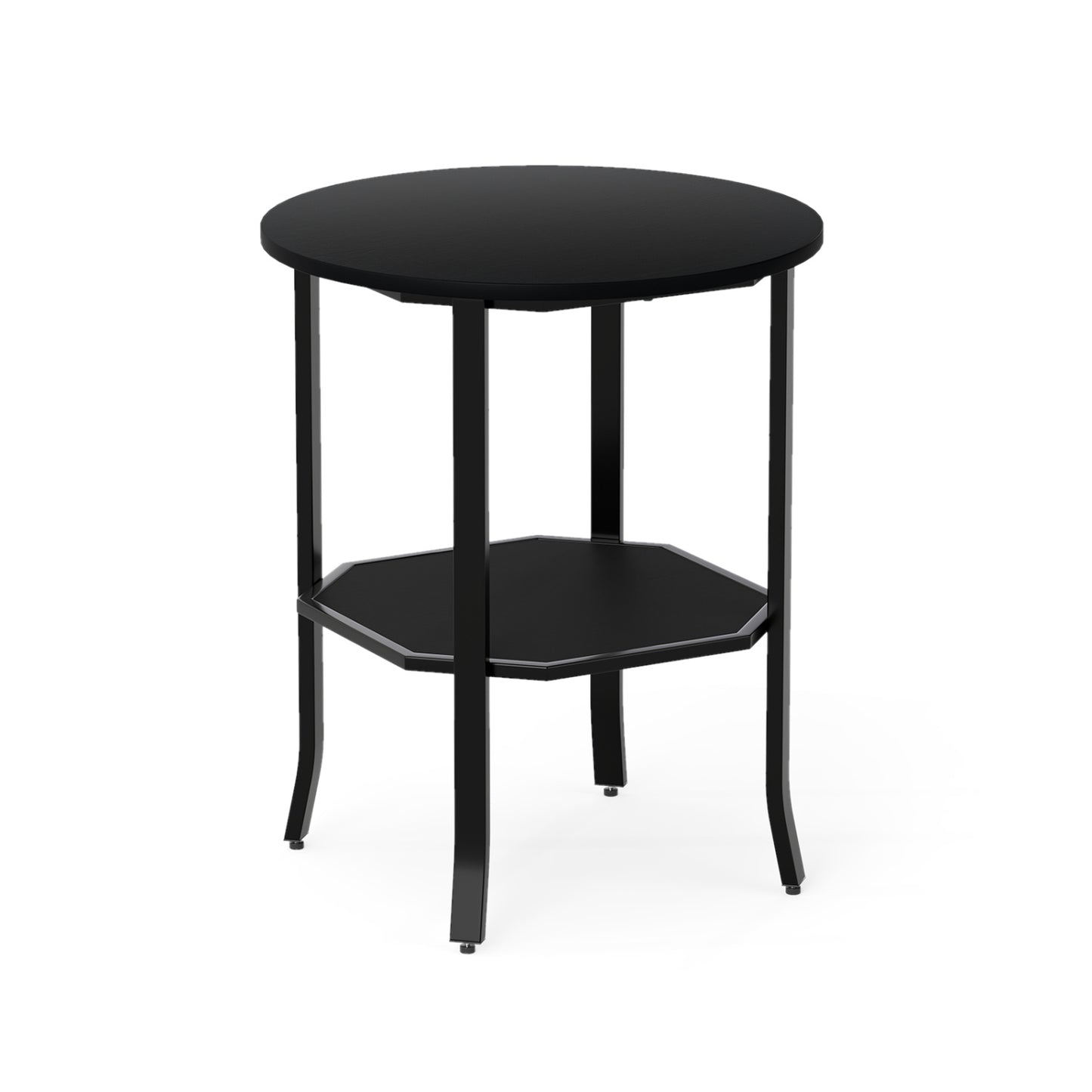 Round Side Table, 2-Tier Nightstand With Storage Shelf, Black End & Side Tables at Gallery Canada