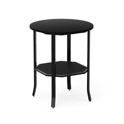 Round Side Table, 2-Tier Nightstand With Storage Shelf, Black End & Side Tables at Gallery Canada