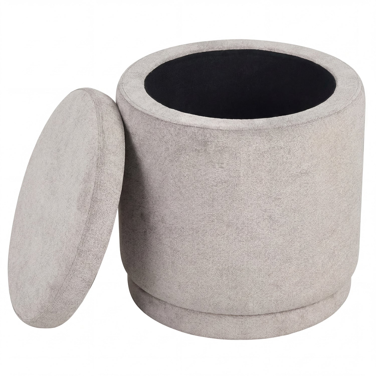 Round Storage Ottoman Foot Rest, Removable Lid, Acacia Wood Frame, Beige Ottomans at Gallery Canada