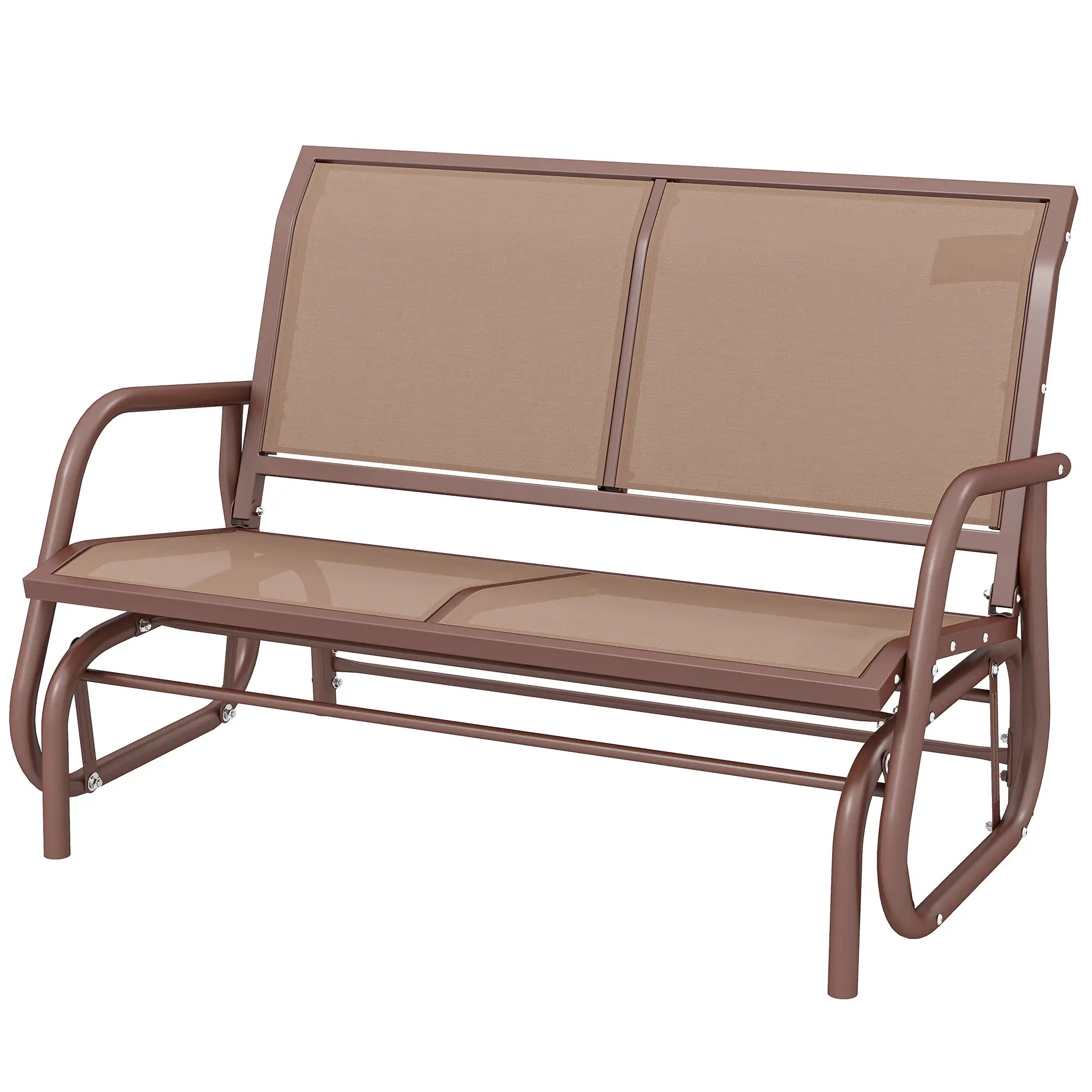Outdoor Glider Bench, 2 Person Patio Mesh Garden Swing, Coffee Brown Outdoor Gliders at Gallery Canada