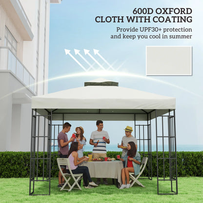 10' x 10' Gazebo Replacement Cover, UPF30+, 2-Tier Roof, Light Grey Gazebo Canopy Replacement at Gallery Canada