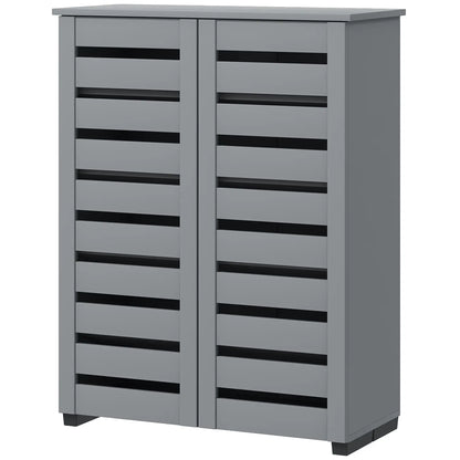 Shoe Storage Cabinet, 2 Slatted Doors, Holds 15 Pairs, Dark Grey Shoe Storage Cabinets & Racks Dark Grey at Gallery Canada