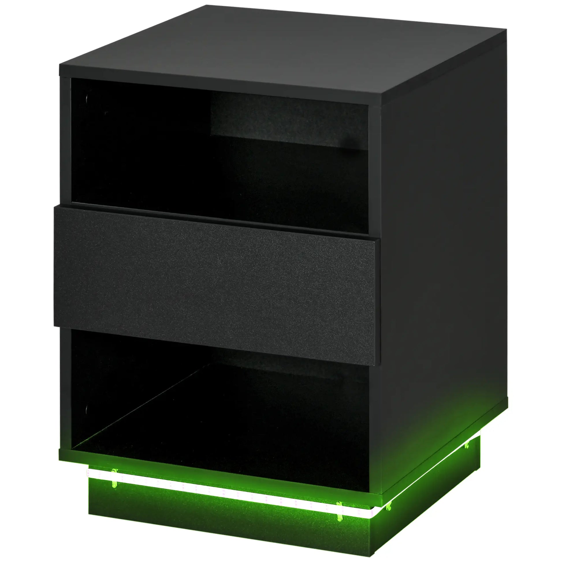 LED Nightstand with Lights, Drawer, 2 Shelves, Remote, 15.7x11.8x23.6in Bedside Tables at Gallery Canada