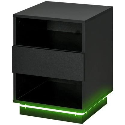 LED Nightstand with Lights, Drawer, 2 Shelves, Remote, 15.7x11.8x23.6in Bedside Tables at Gallery Canada