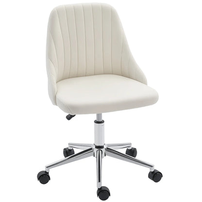 Velvet Adjustable Height Swivel Chair, Cream Task Chairs Cream at Gallery Canada
