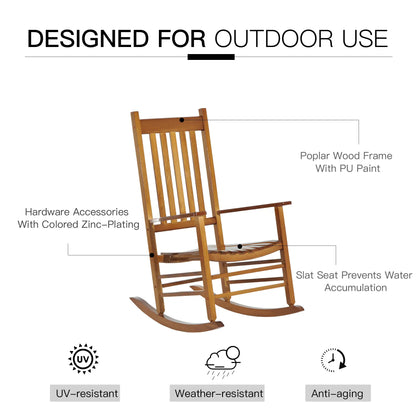 Wooden Porch Rocking Chair, Outdoor Patio Rocker, Garden Seat, Natural Outdoor Rocking Chairs at Gallery Canada
