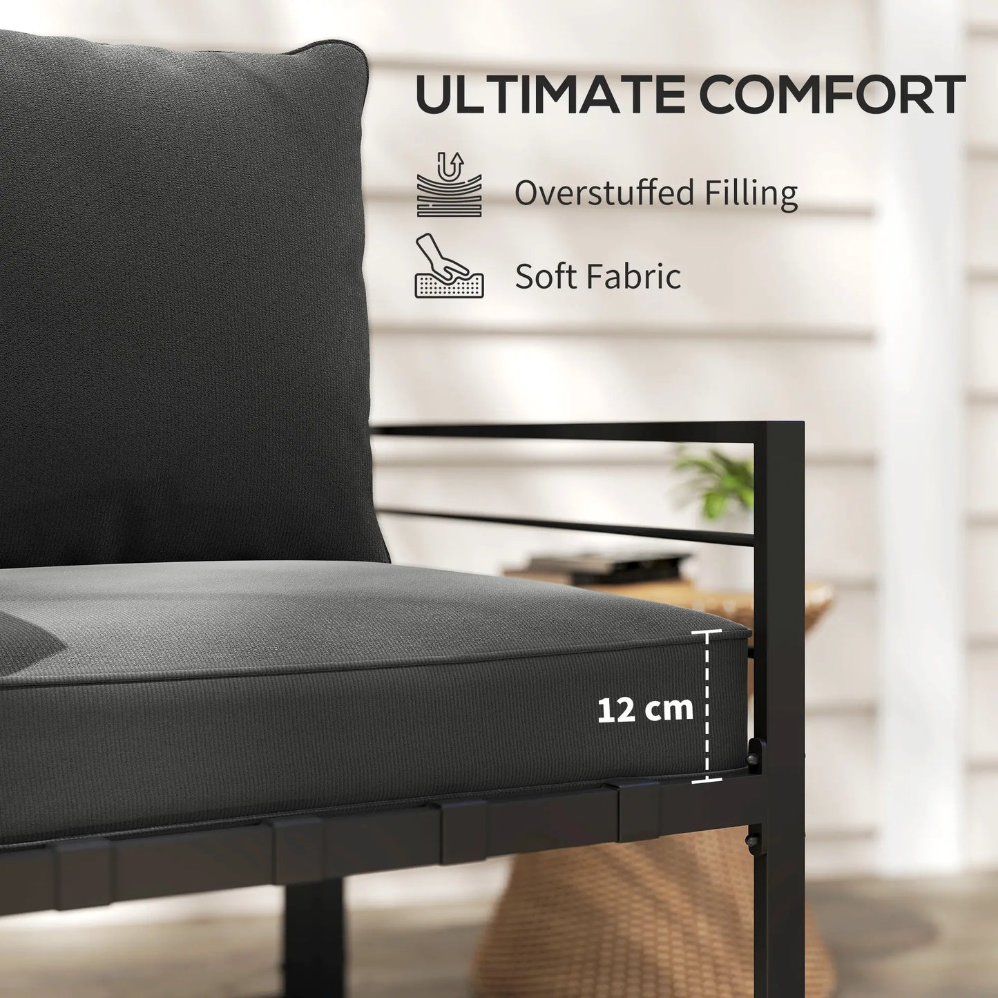 Patio Chair Cushions, Thick Deep Seat, Charcoal Grey Patio Chair Cushions at Gallery Canada