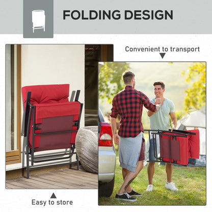 Set of 2 Outdoor Folding Chairs, Adjustable Backrest, Padded, Red Patio Chairs at Gallery Canada