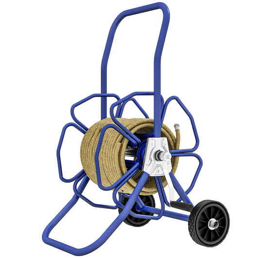98 ft 5/8" Hose Reel Cart, Garden Water Hose Carts with Wheels, Blue Garden Accessories Blue at Gallery Canada