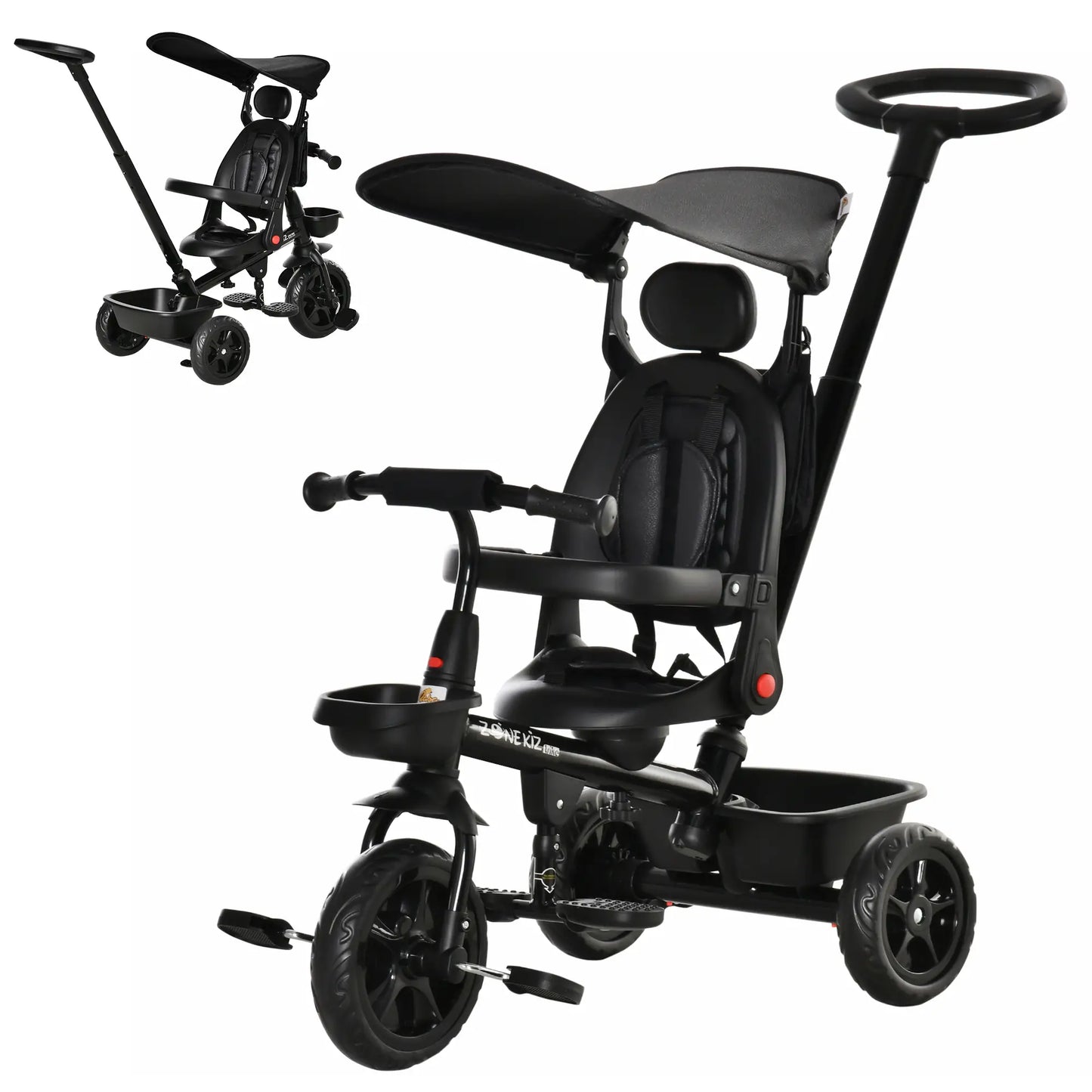 Toddler Tricycle, 4 In 1 Kids Trike, Adjustable Seat, Black Tricycles for Kids at Gallery Canada