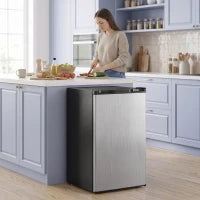 3.2 Cu Ft Mini Fridge, Single Door Compact Refrigerator, Silver