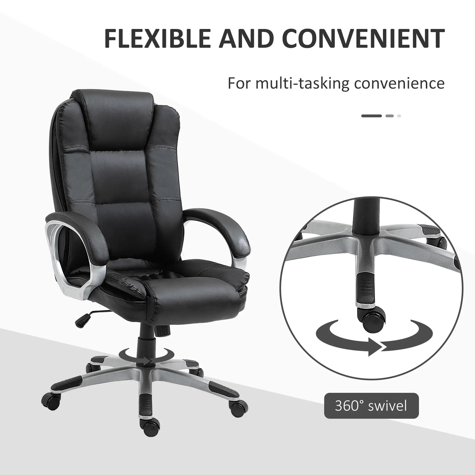 Adjustable High Back Executive Office Chair, PU Leather, Padded Armrests Executive & Manager Chairs at Gallery Canada