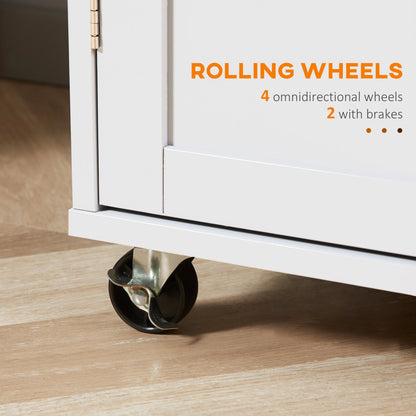 Rolling Kitchen Island with Storage, Adjustable Shelf, White Kitchen Islands & Kitchen Carts at Gallery Canada