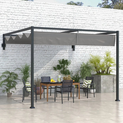 Pergola métallique 10' x 7', toit rétractable pour terrasse de jardin avec barbecue